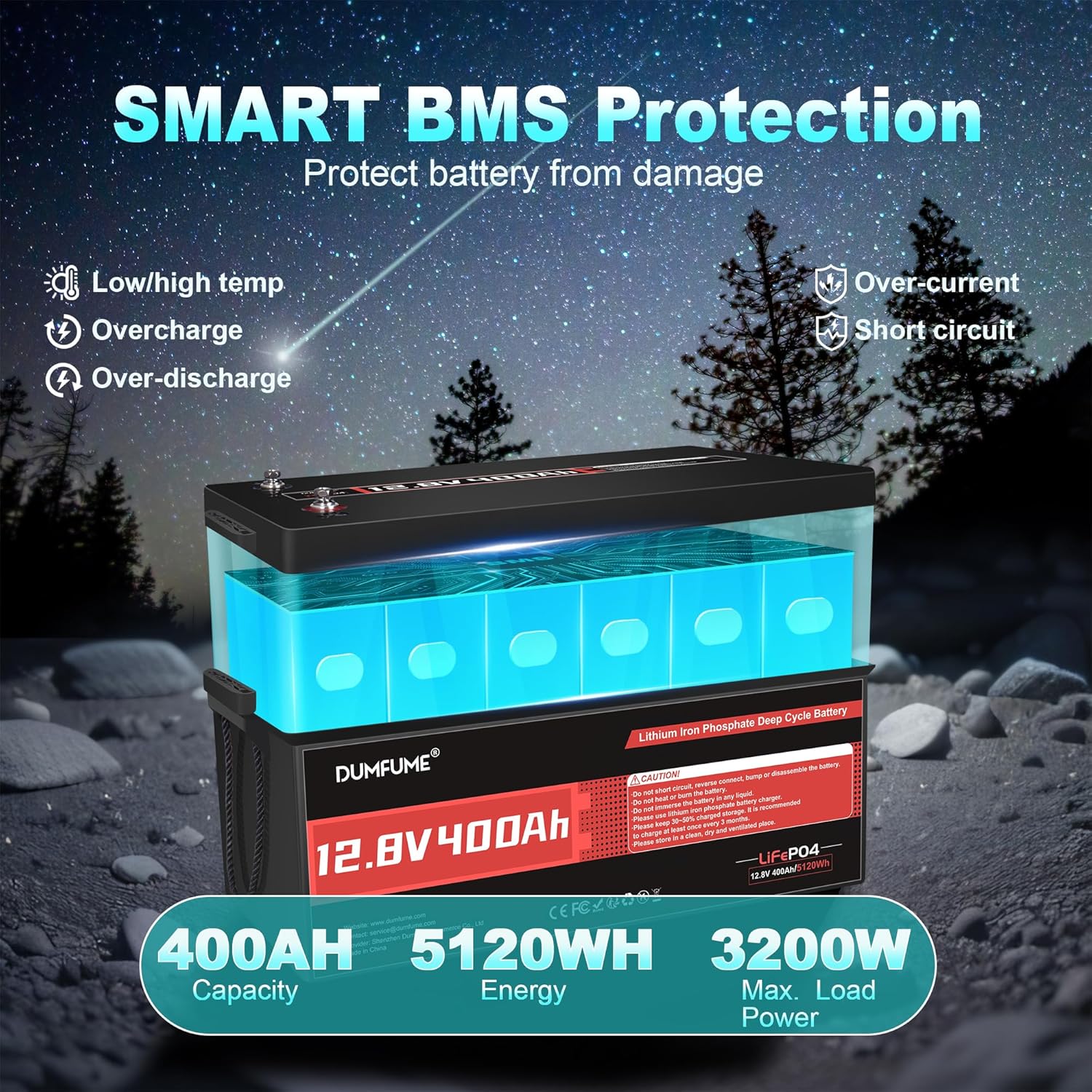 12V 300Ah Lithium LiFePO4 Battery with 200A BMS