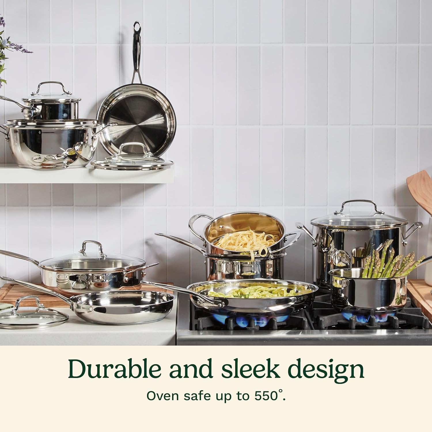 17-Piece Chef’s Classic Stainless Steel Cookware Set