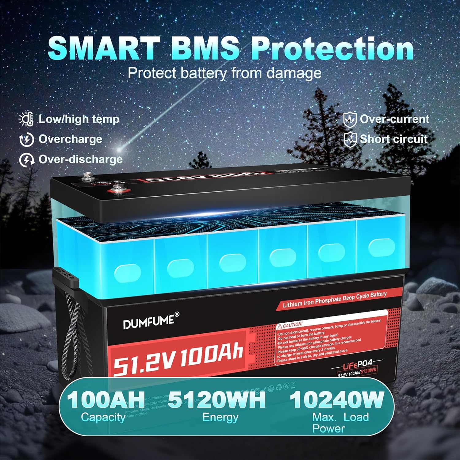 12V 300Ah Lithium LiFePO4 Battery with 200A BMS