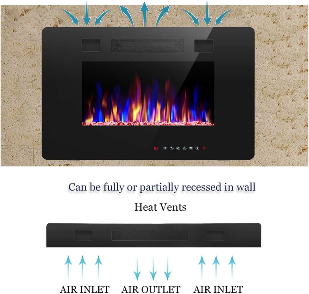 60′′ Electric Fireplace – Remote Control, Adjustable Flames