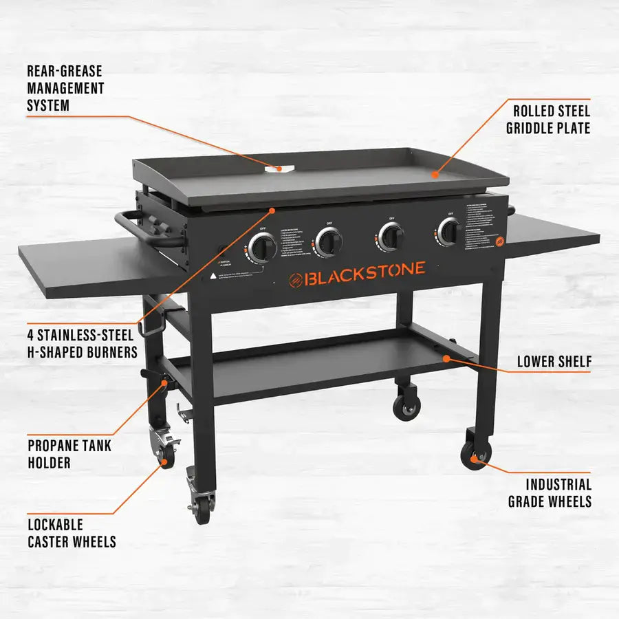 Blackstone 4-Burner 36′′ Griddle Cooking Station with Side Shelves