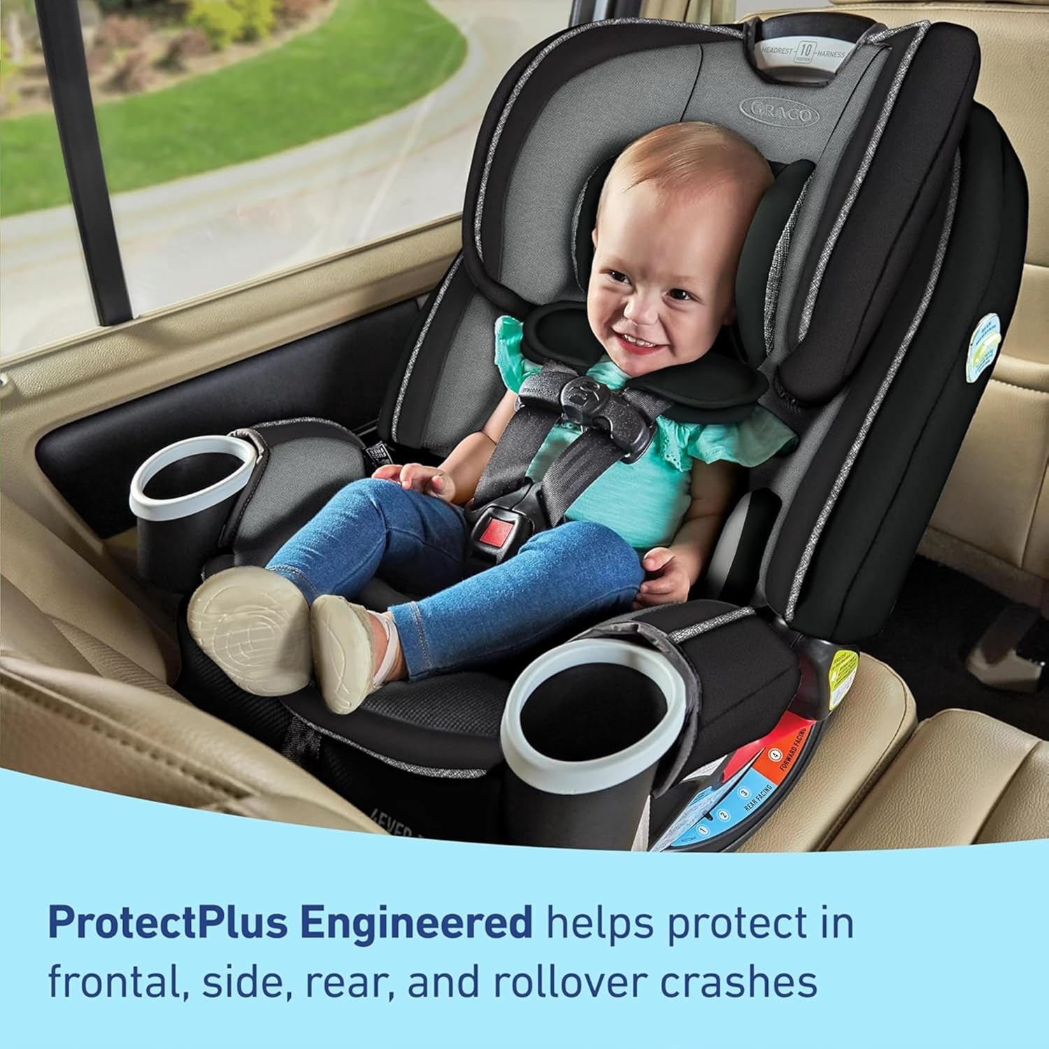 4Ever Dlx 4-In-1 Car Seat – Grey, Infant to Toddler