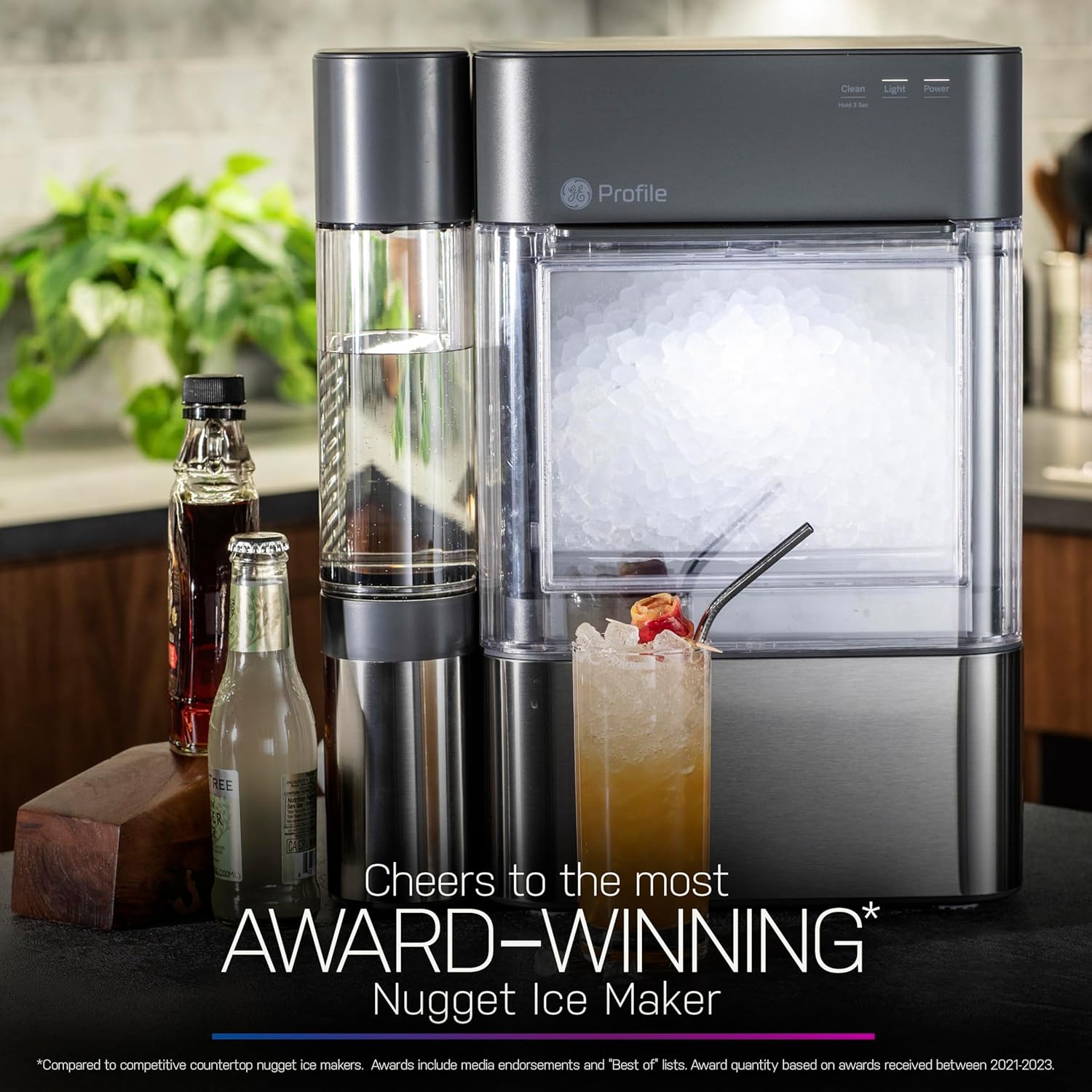 2.0 with 0.75 Gallon Tank, Chewable Crunchable Countertop Nugget Ice Maker, Scoop included, 38 lbs in 24 hours, Pellet Ice Machine with WiFi & Smart Connected, Stainless Steel