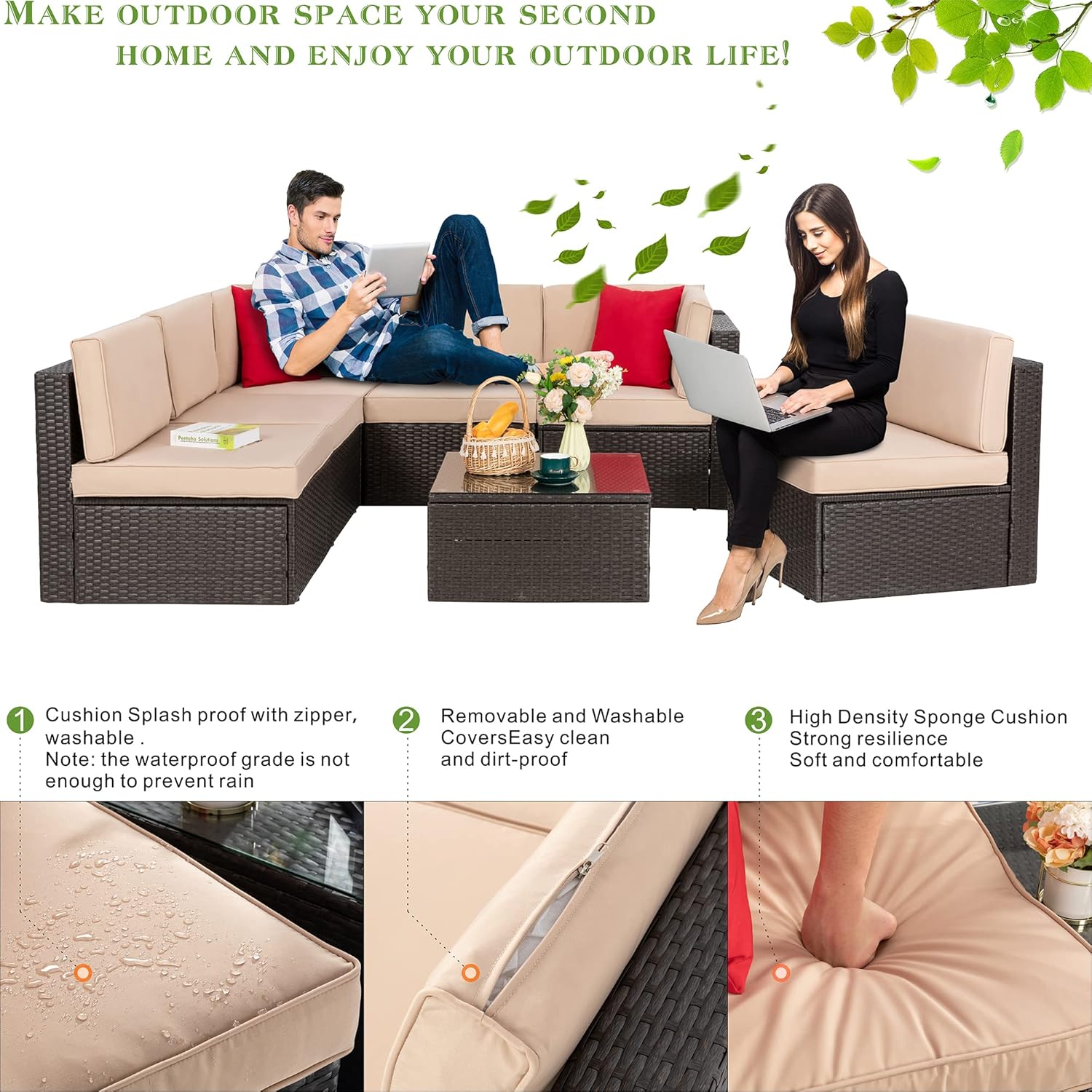 5 Piece All-Weather Patio Furniture Set with Ottoman