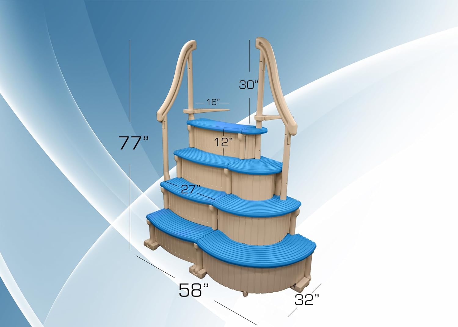 Confer Plastics Curve CCX-AG Pool Step with Grey Treads