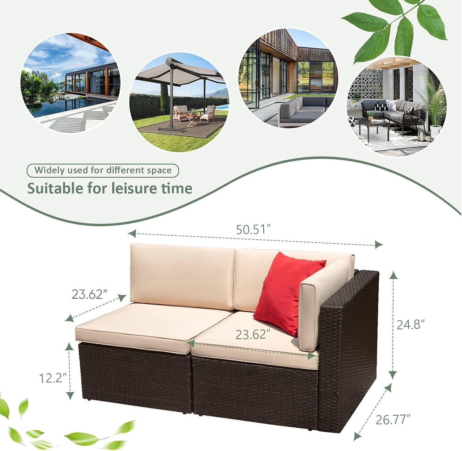 5 Pieces All-Weather Patio Furniture Set with Cushions