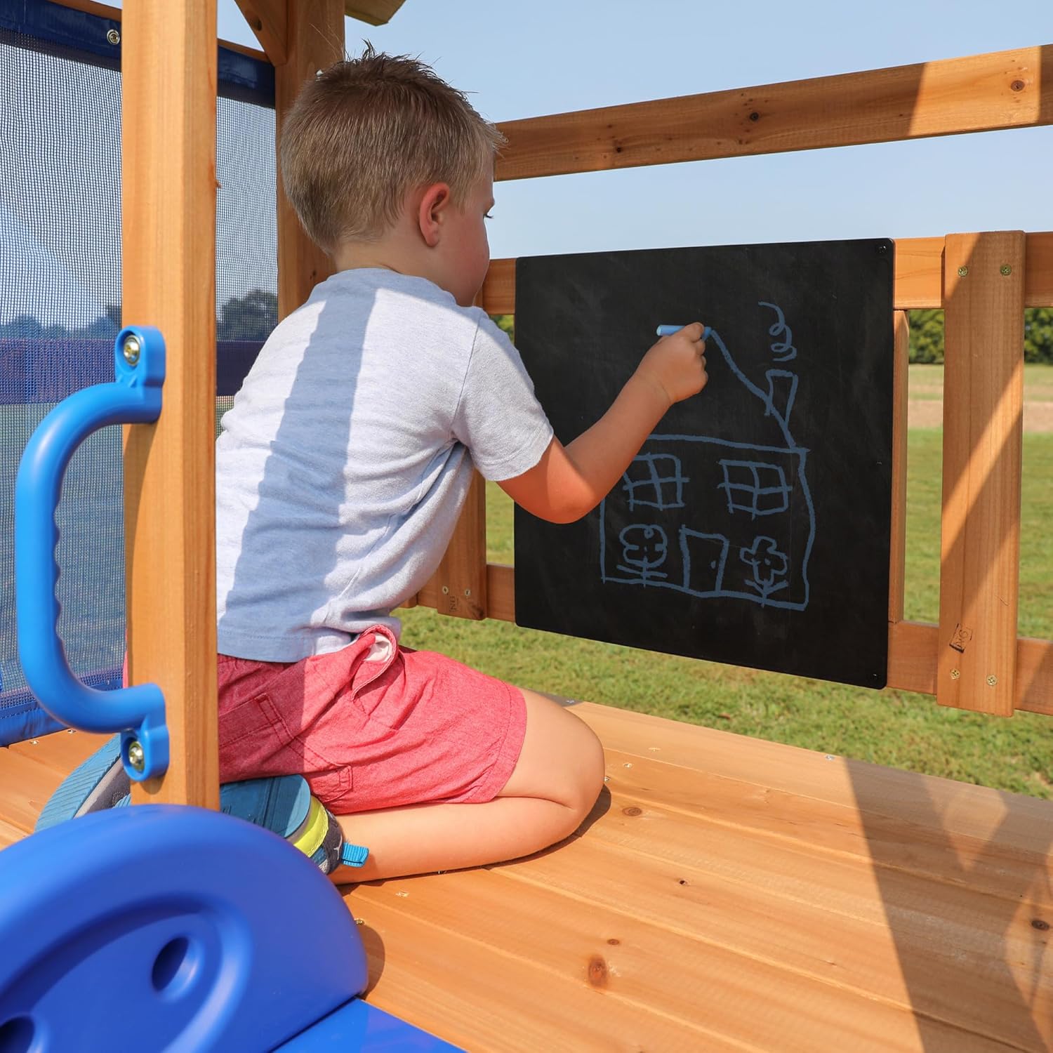 Buckley Hill Cedar Wood Swing Set with Slide & Deck