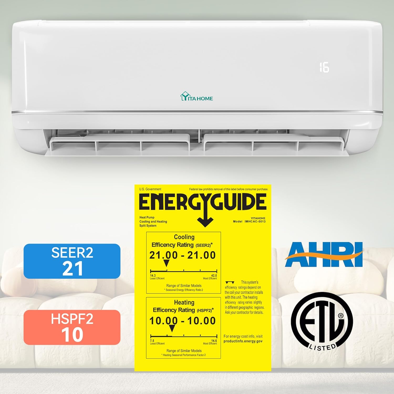 12000 BTU Mini Split AC Heat Pump – WiFi & Alexa Compatible