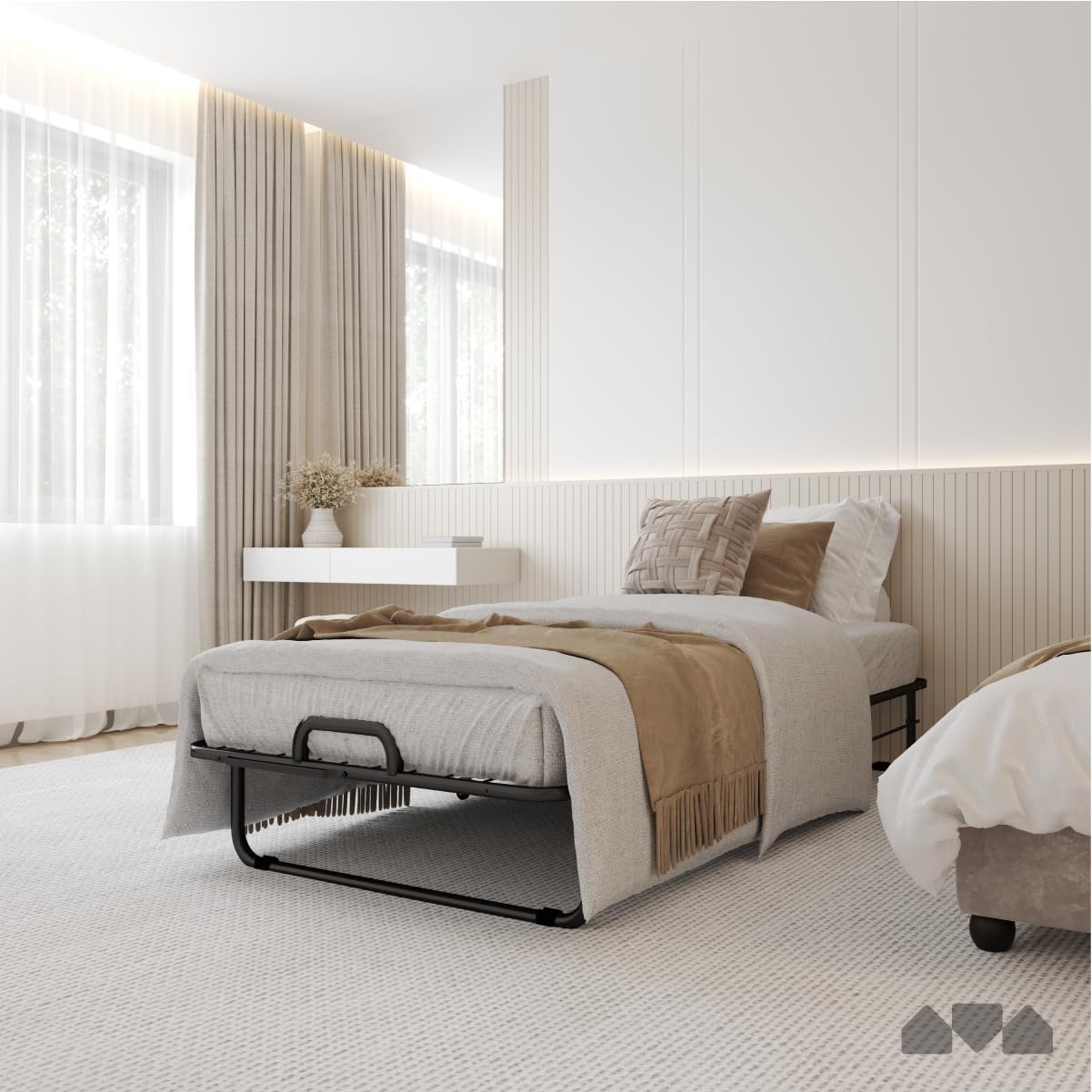 Deluxe Diplomat Folding Bed with Memory Foam Mattress