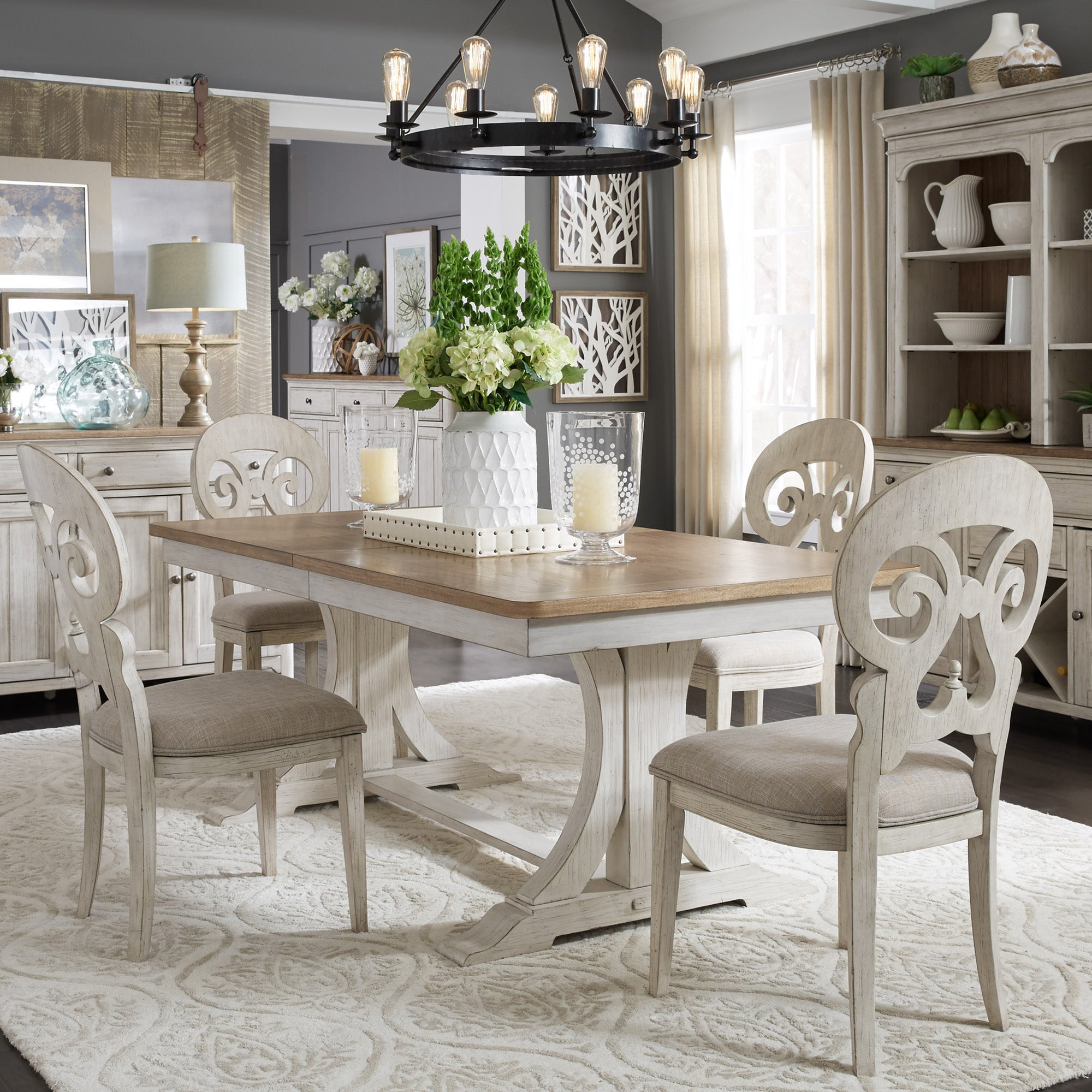 Farmhouse Reimagined 652-DR-7TRS 7 Piece Trestle Table Set