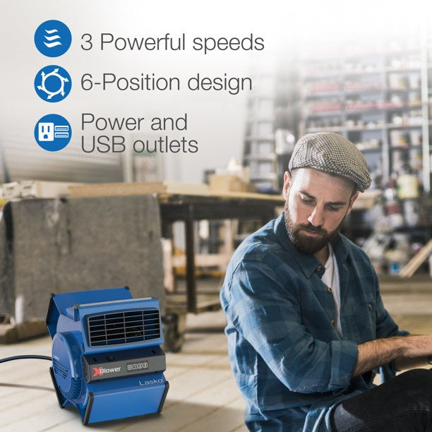 Lasko X12905 X-Blower Multi-Position Utility Blower Floor Fan, Blue