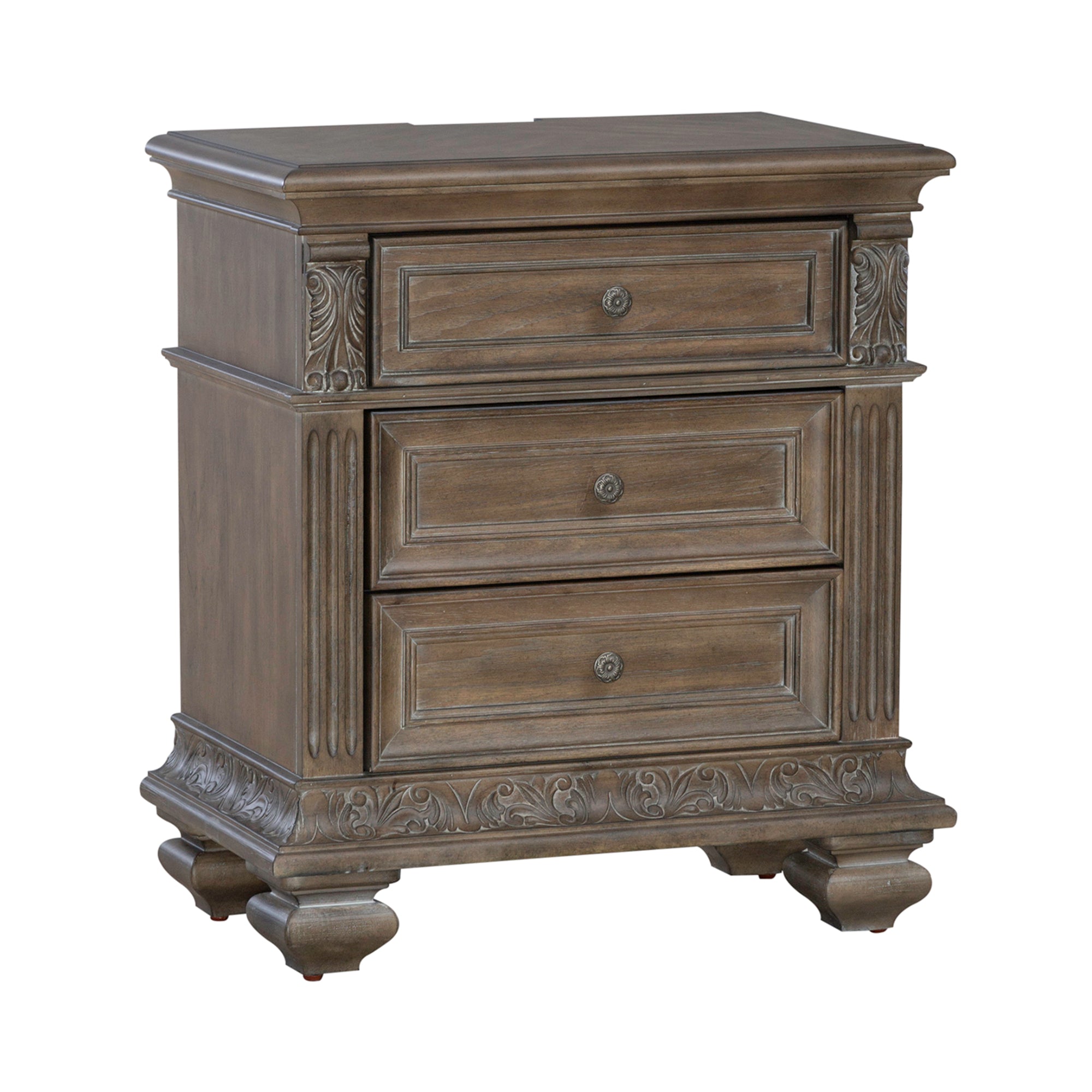 Carlisle Court 502-BR61 3 Drawer Night Stand with Charging Station