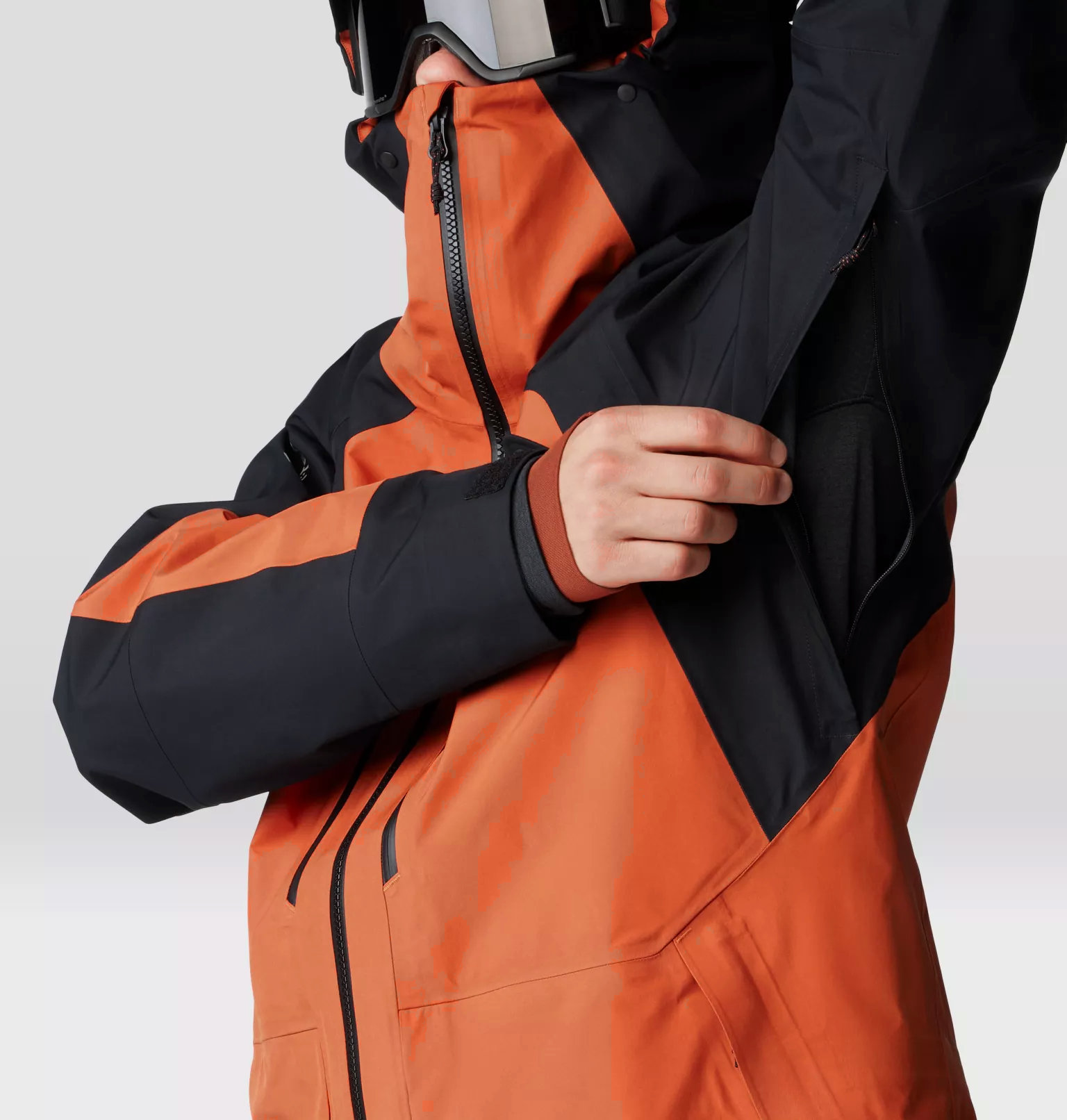 Bkovynts Raw Carnelian & Black Hooded Jacket | Bold, Stylish, and Functional Outerwear