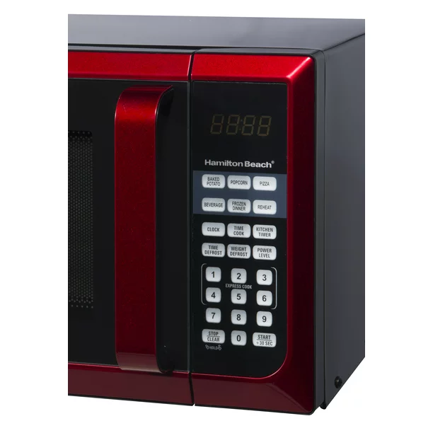 Beach Stainless Steel 0.9 Cu. ft. Red Microwave Oven, Red Stainless Steel