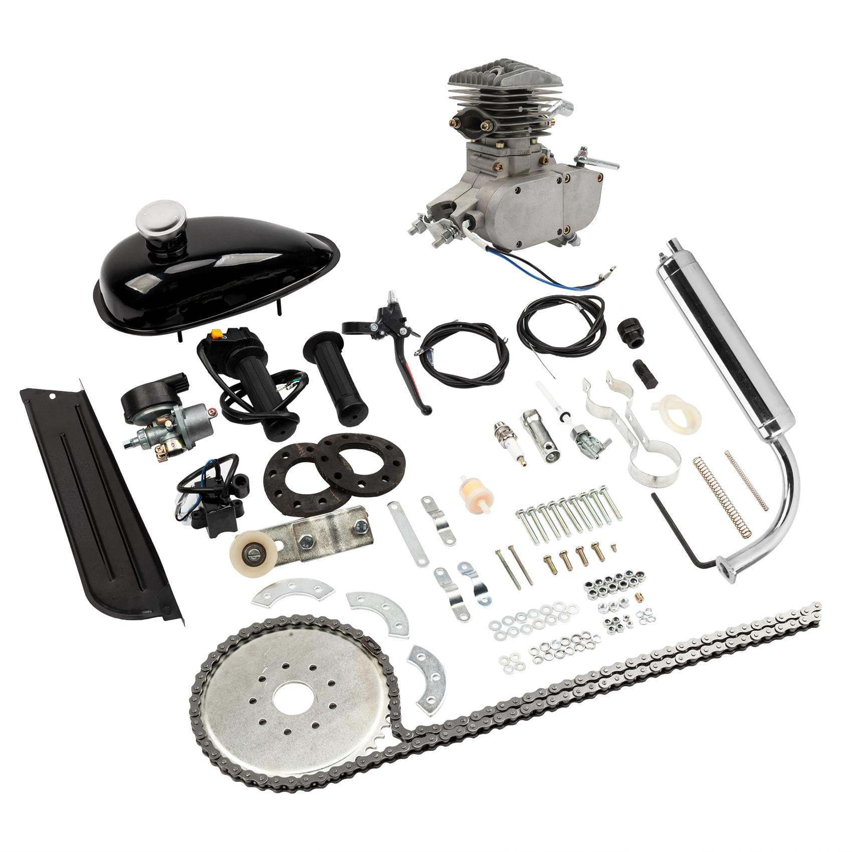 80cc 2-Stroke Engine Bike Motor Kit for 26′′ Bicycles, Silver White
