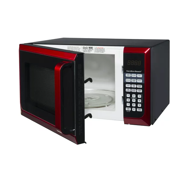 Beach Stainless Steel 0.9 Cu. ft. Red Microwave Oven, Red Stainless Steel