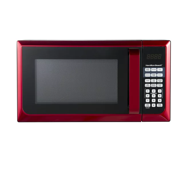Beach Stainless Steel 0.9 Cu. ft. Red Microwave Oven, Red Stainless Steel