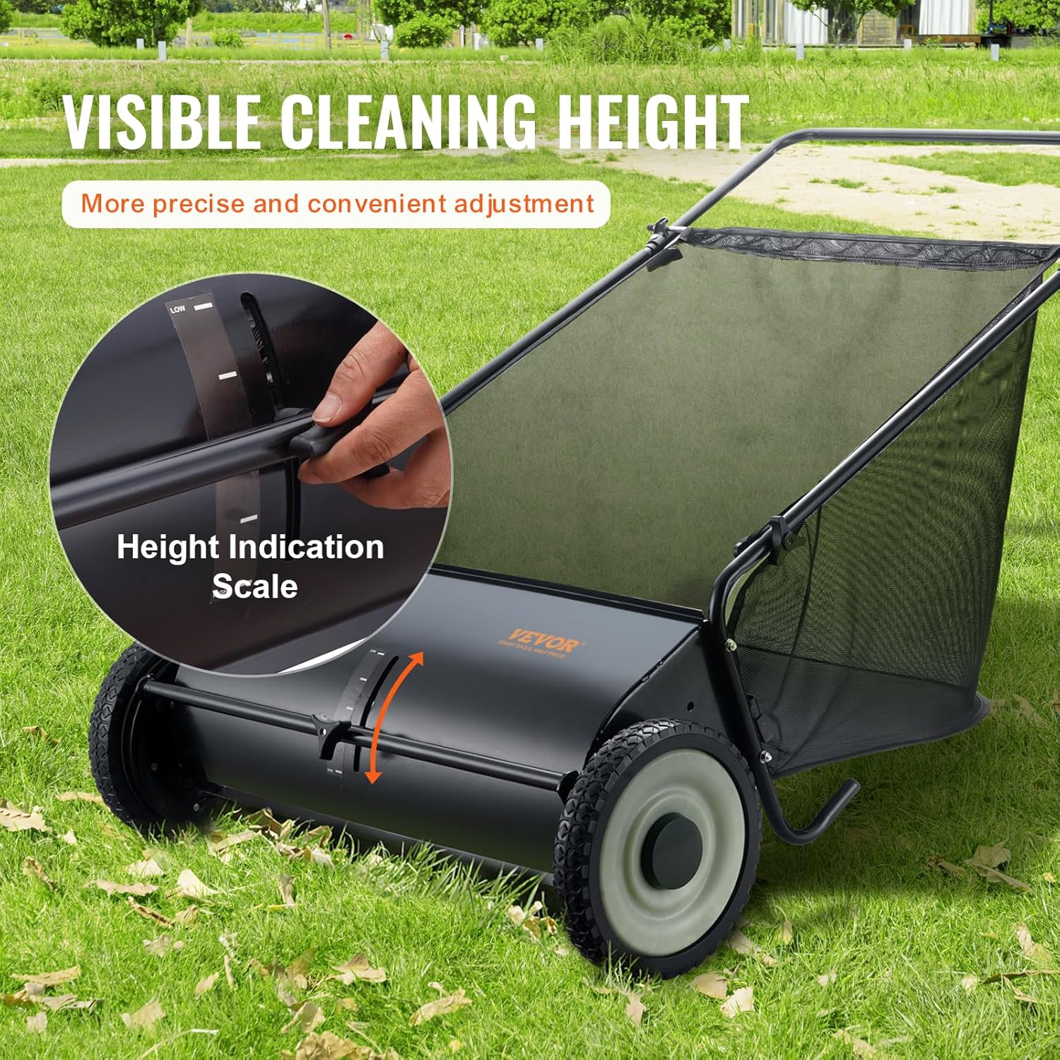Heavy Duty Steel 26 Inch Collector Push Lawn Sweeper