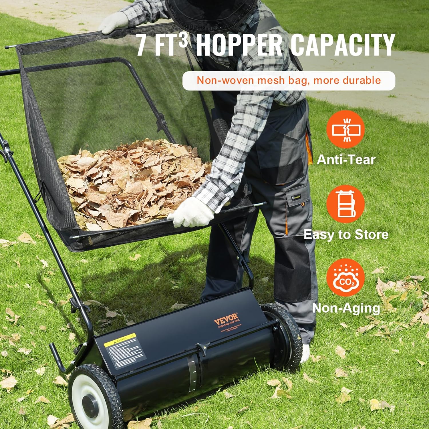 Heavy Duty Steel 26 Inch Collector Push Lawn Sweeper