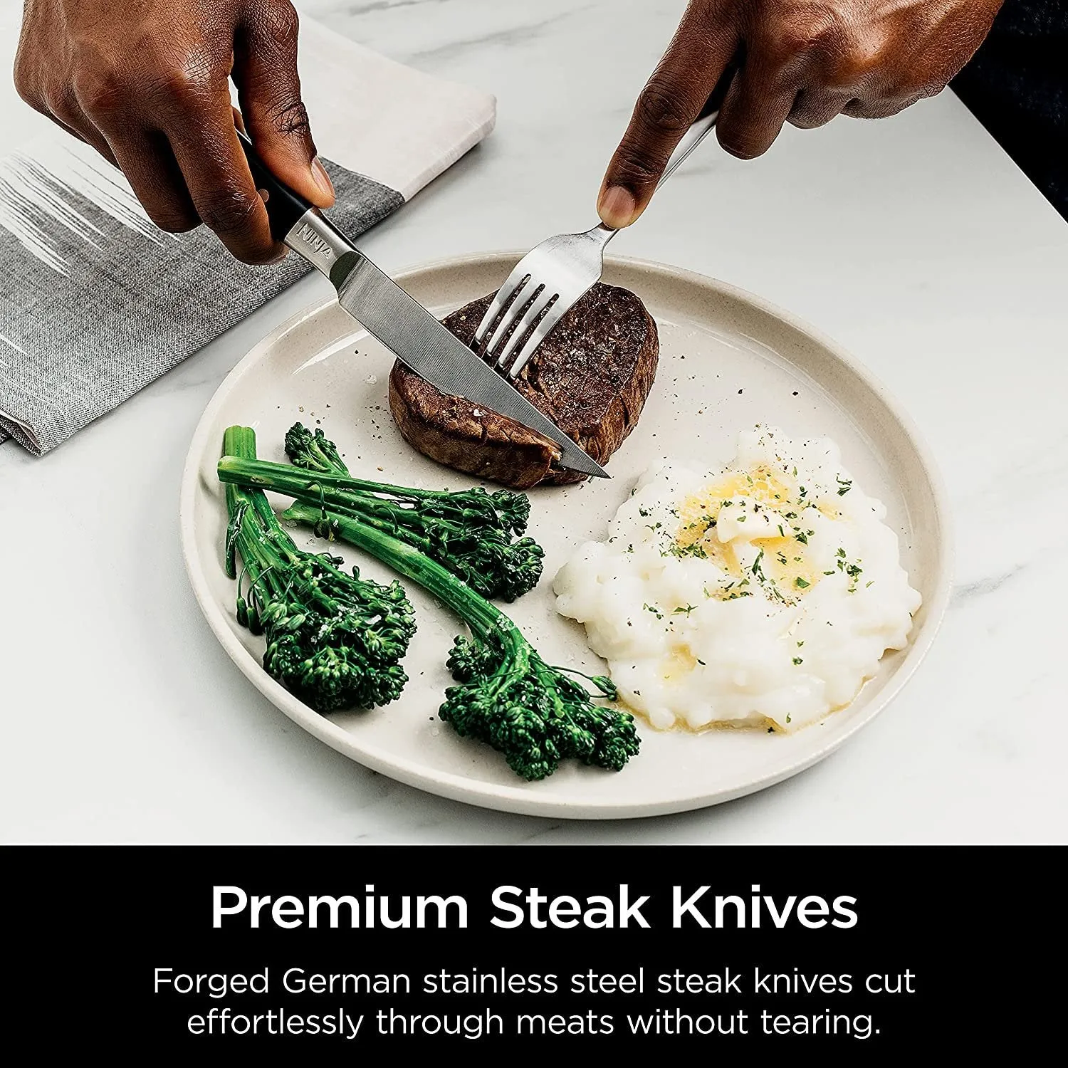 K32017 Foodi NeverDull 17 Piece Premium Knife System Block Set with Built-in Sharpener, Stainless Steel/Black