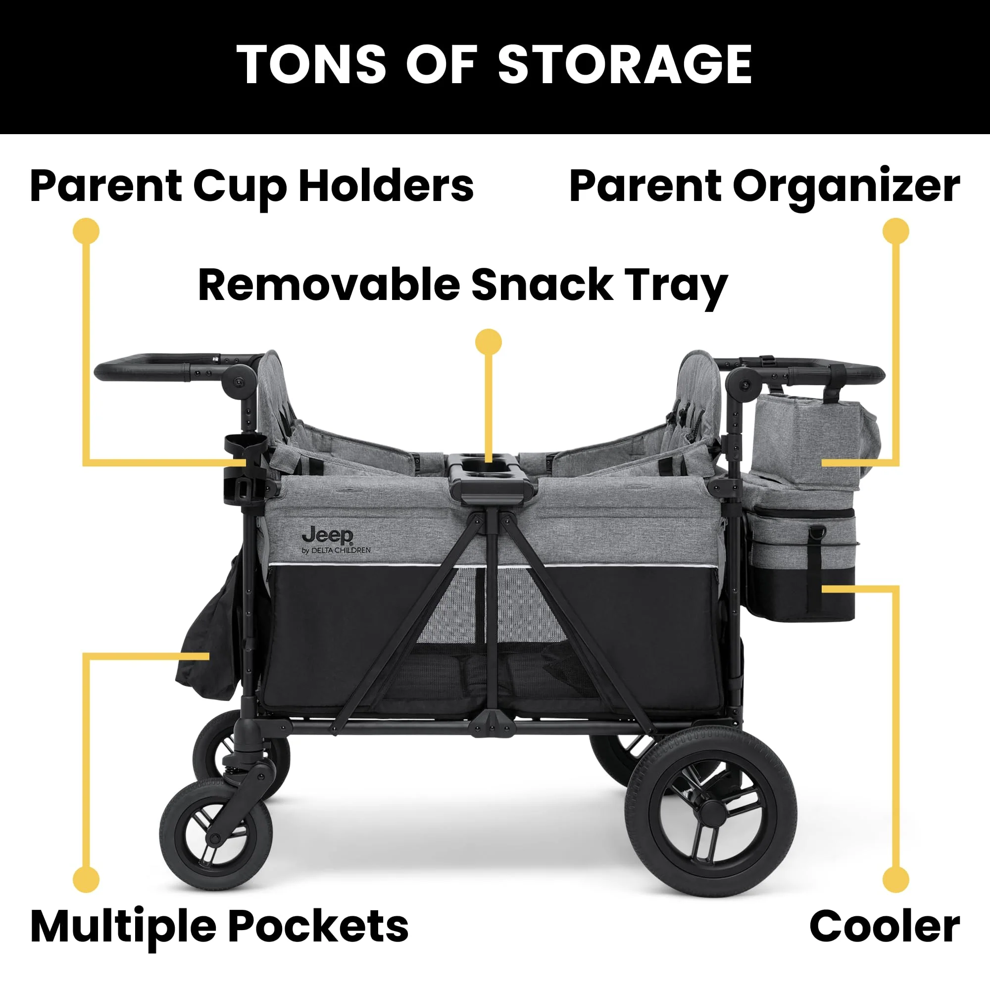 2025 Jeep Wrangler Deluxe 4 Seater Stroller Wagon by Delta Children