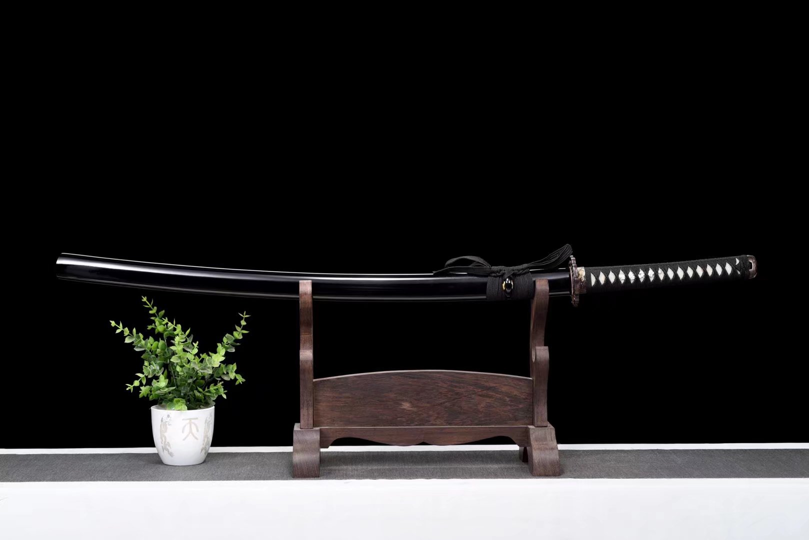 Katana | Hand forged | Damascus Clay tempered | Copper gilded glided silver | Lacquer sheath |  Real hamon |  Battle-ready | Full-tang - Spartan Blades Club - 陳氏劍莊1892