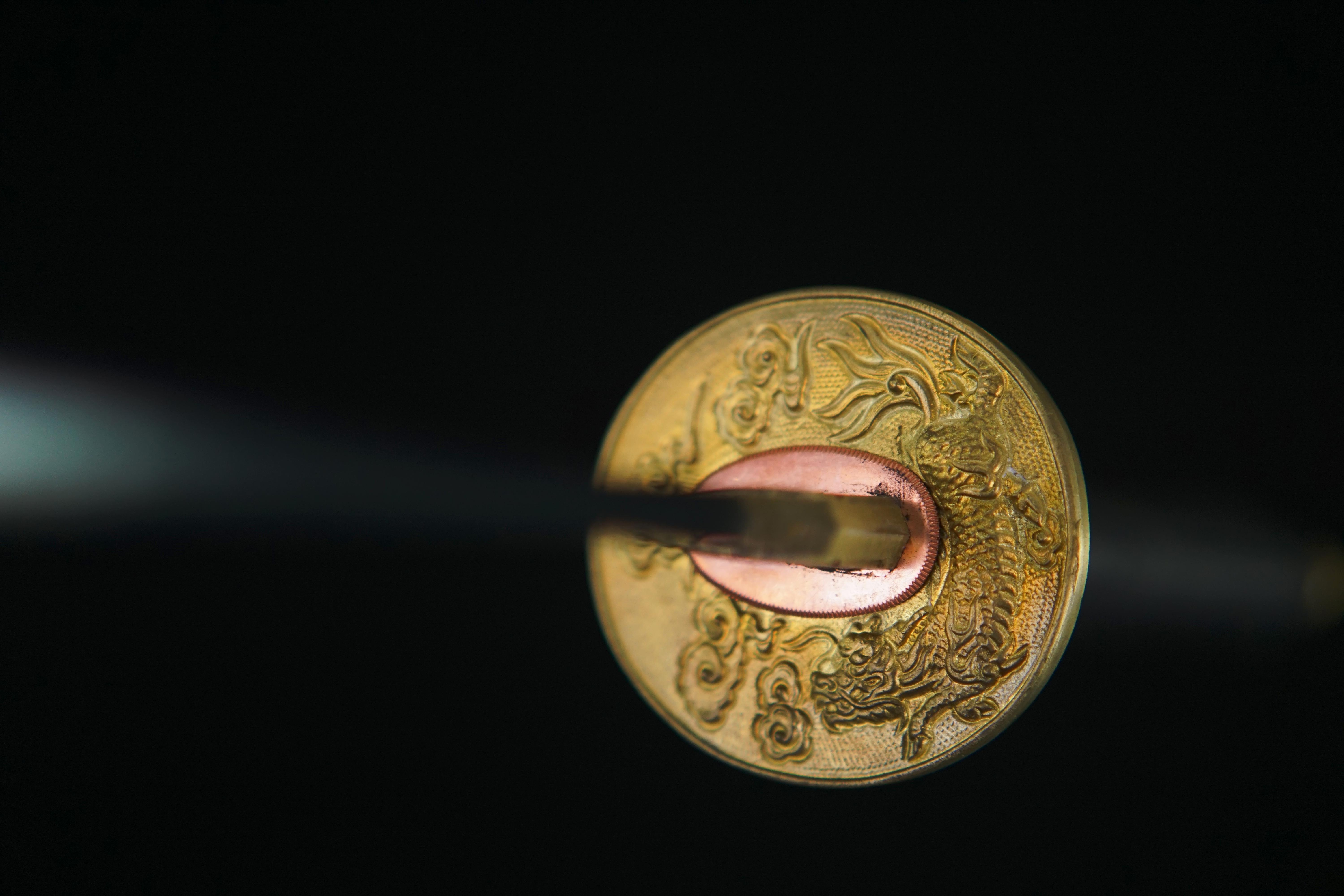 TK06- Asahi Rising(旭日升) Katana | Damascus Steel - Clay tempered | Hand forged sharpened | Wooden Lacquer Sheath | Copper Accessories | Ray-skin Handle | Full-tang | Battle-ready | Razor sharp | High performance - Spartan Blades Club - 陳氏劍莊1892