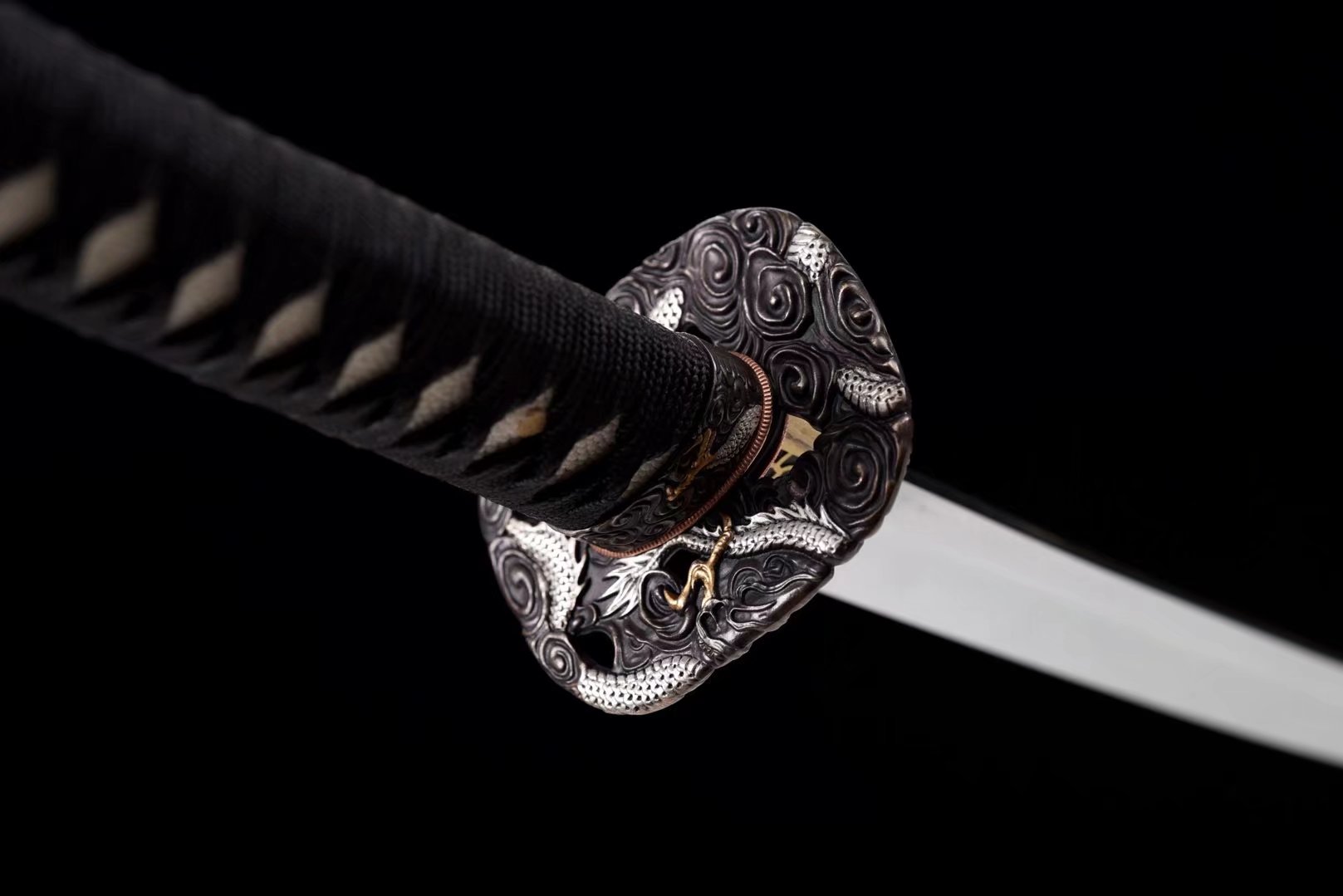Katana | Damascus Clay Tempered | Copper Gilded Glided silver Accessories | Rosewood Sheath | Real hamon | High performance | Razor sharp | Battle-ready | Full-tang - Spartan Blades Club - 陳氏劍莊1892