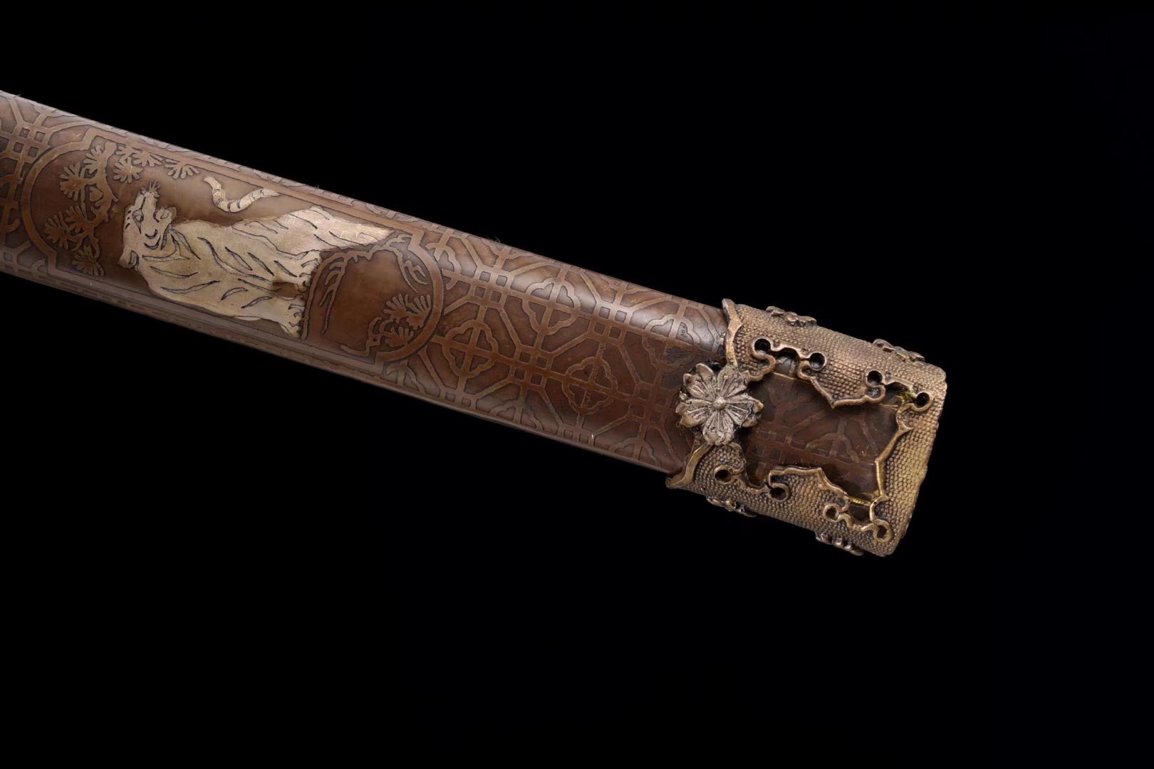 Tachi | Damascus Real hamon | Copper Gilded Glided silver Sheath Accessories Handle  | High performance | Battle-ready | Full-tang - Spartan Blades Club - 陳氏劍莊1892