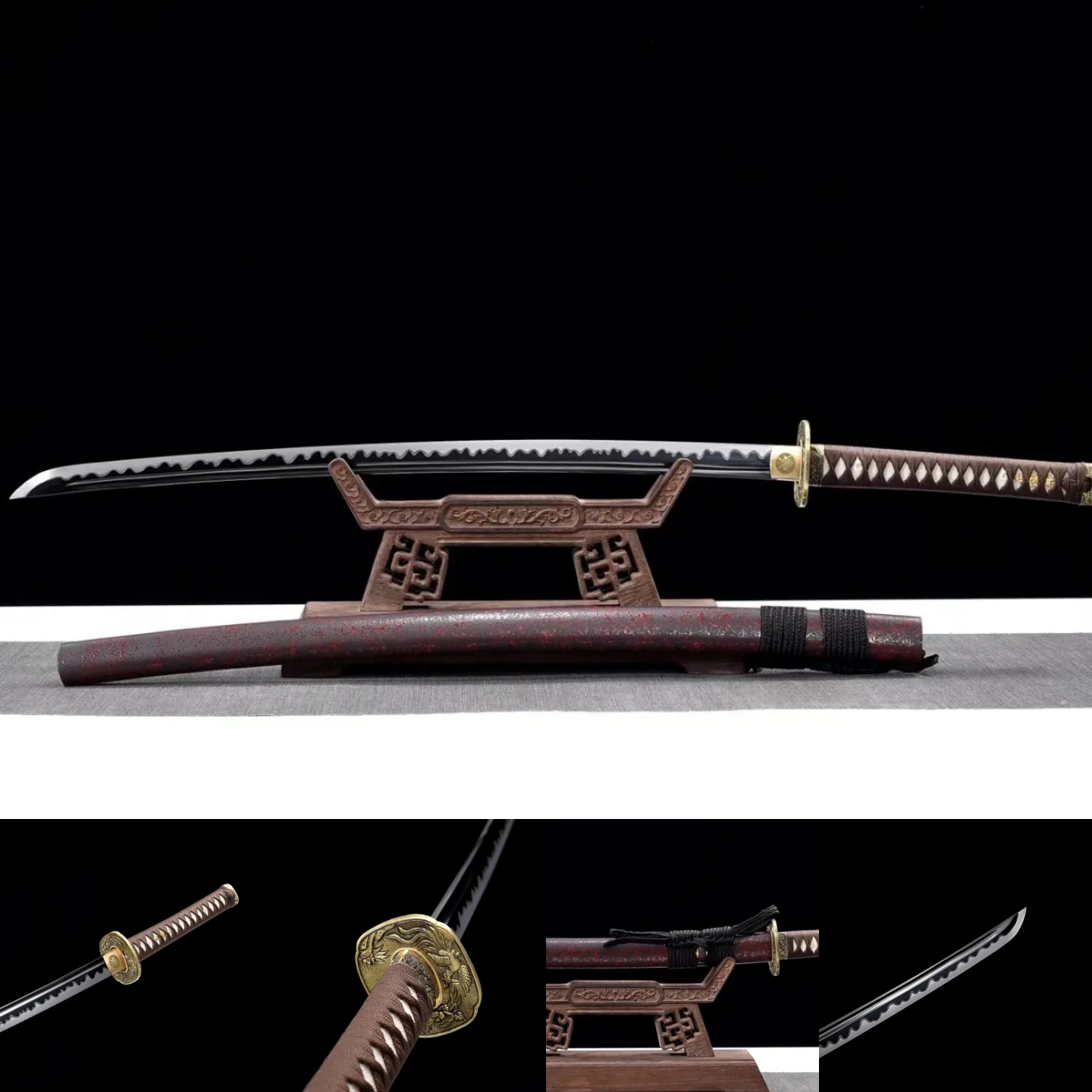 Katana | High manganese steel | Hand forged | Copper Accessories | Wooden Lacquer Sheath | Ray-skin Handle | High performance |Razor sharp | Battle-ready |  Full-tang - Spartan Blades Club - 陳氏劍莊1892