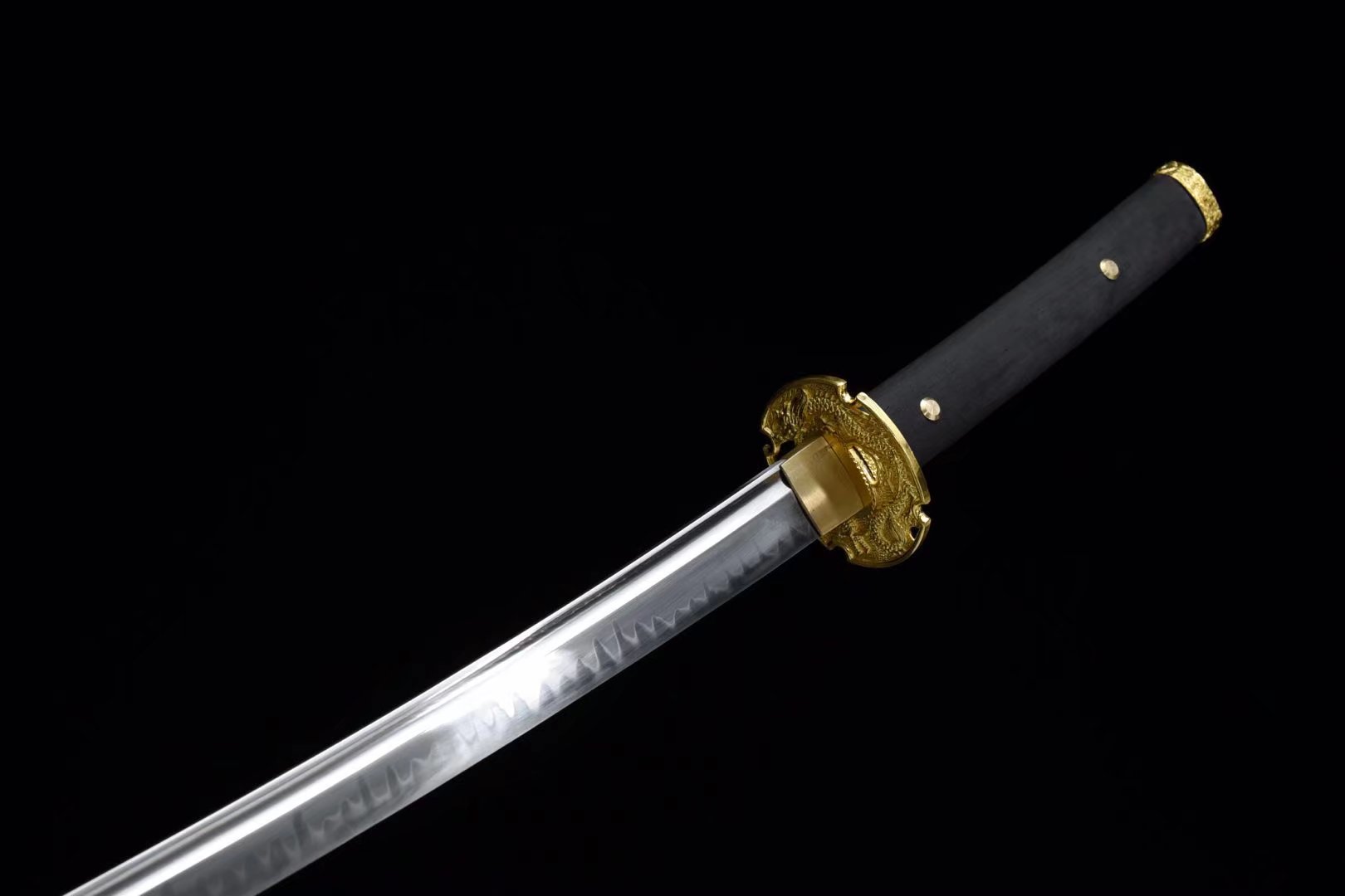 Tachi | T10 Steel Clay Tempered |  Real hamon | Ebony Sheath | Ebony Handle | Copper Accessories | High performance | Razor sharp | Battle-ready | Full-tang - Spartan Blades Club - 陳氏劍莊1892