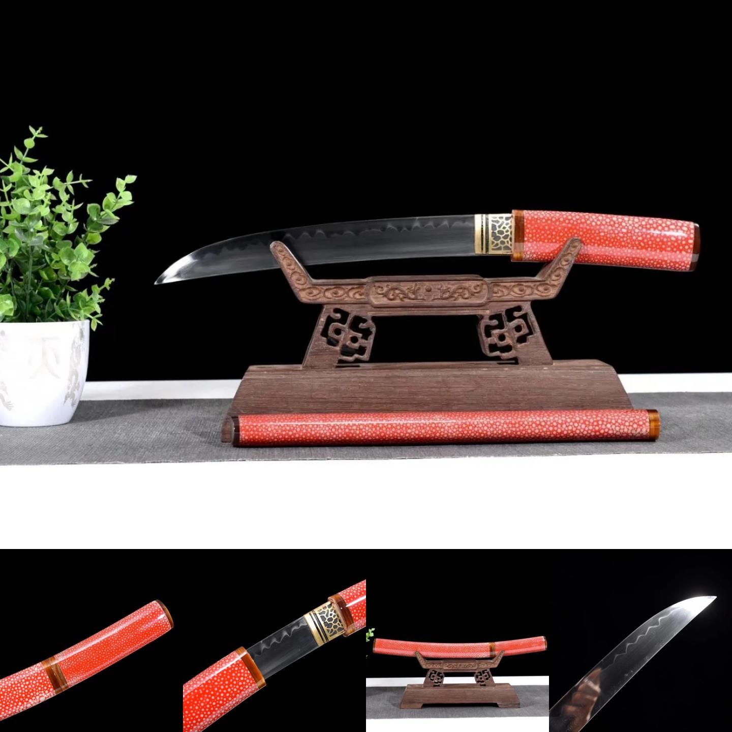 Tanto | T10 Steel Clay tempered | Copper Accessories | Ray-skin Sheath | Ray-skin Handle | Hand forged sharpened | High performance | Razor sharp | Battle-ready | Full-tang - Spartan Blades Club - 陳氏劍莊1892