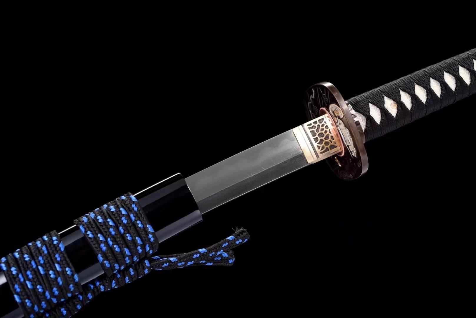 Katana | Damascus Clay tempered | Copper Gilded Glided silver | Wooden Lacquer Sheath | Hand forged sharpened | Battle-ready | Full-tang - Spartan Blades Club - 陳氏劍莊1892