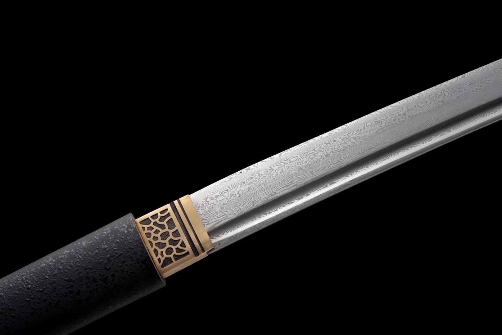 Shirasaya| Damascus | Copper Accessories | Wooden Sheath | Hand forged sharpened | High performance | Razor sharp | Battle-ready | Full-tang - Spartan Blades Club - 陳氏劍莊1892