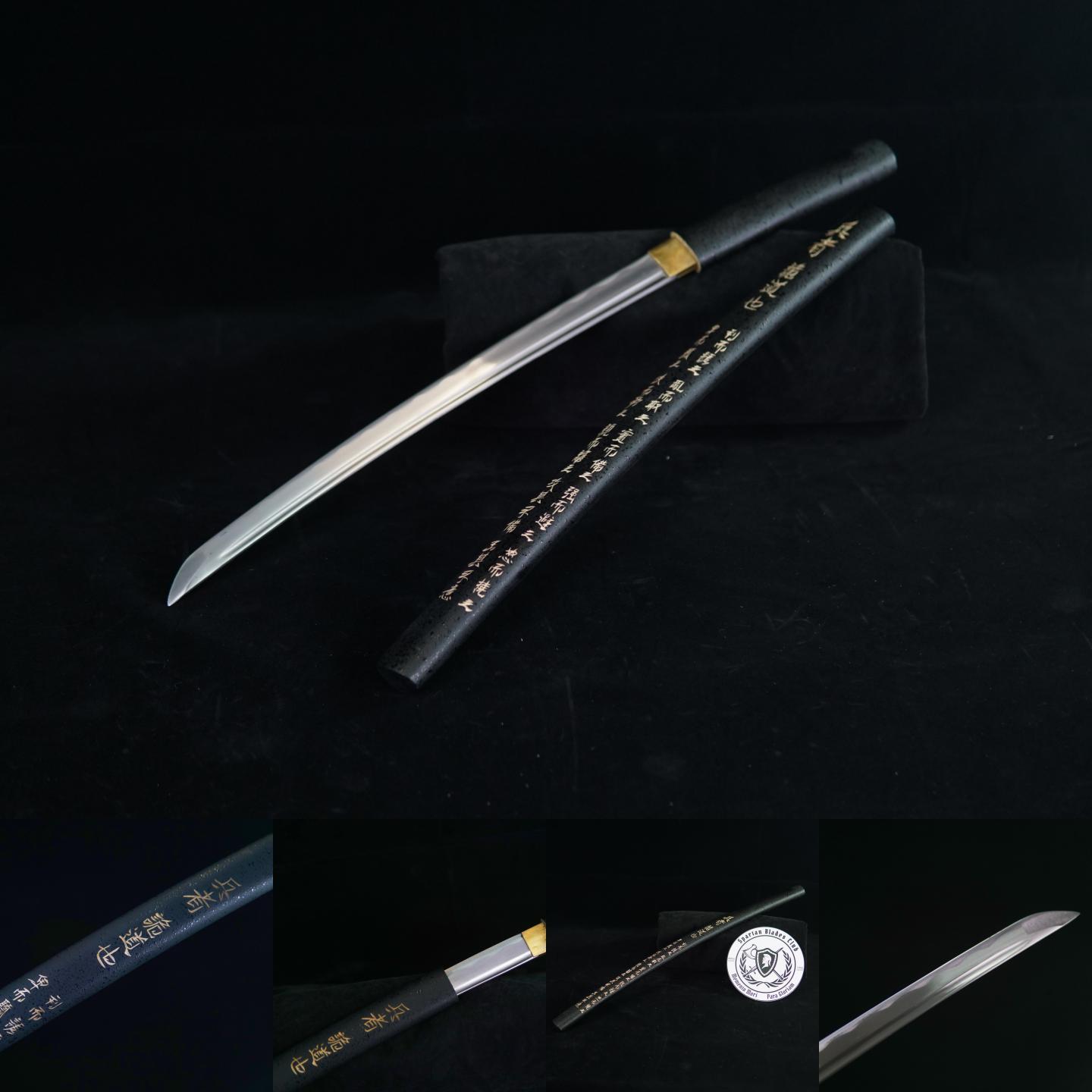 TK10 Wakizashi | Carbon steel | Hand forged sharpened | Wooden Lacquer Sheath | Wooden Lacquer Handle | Copper Accessories | Full-tang | Battle-ready | Razor sharp | High performance - Spartan Blades Club - 陳氏劍莊1892