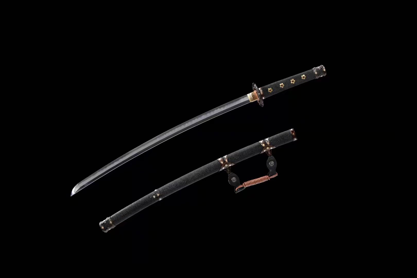 Tachi | Damascus Clay Tempered | Ray-skin Sheath | Ray-skin Handle | Copper Gilded Glided silver | High performance | Battle-ready | Razor sharp | Full-tang - Spartan Blades Club - 陳氏劍莊1892