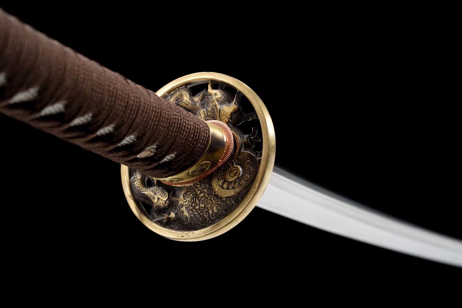 Katana | Damascus Tempered | Tempered Copper | Wooden Lacquer sheath | Real hamon | Razor sharp | Battle-ready | Full-tang - Spartan Blades Club - 陳氏劍莊1892