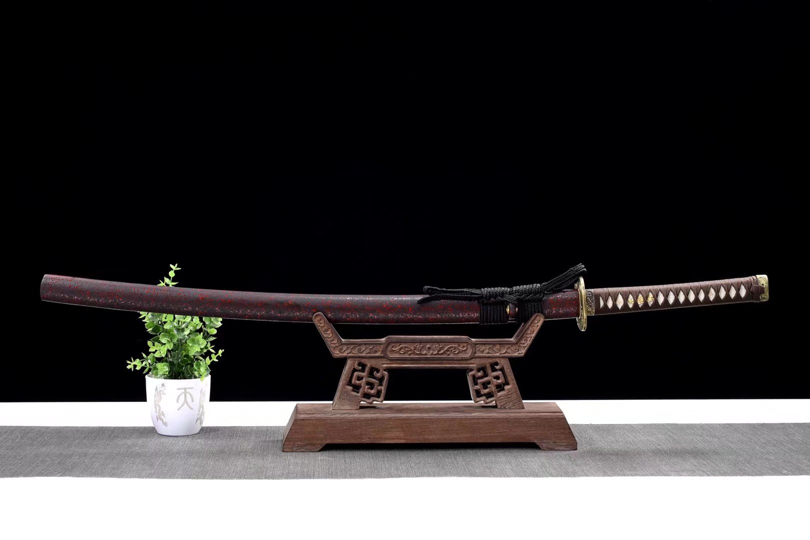 Katana | High manganese steel | Hand forged | Copper Accessories | Wooden Lacquer Sheath | Ray-skin Handle | High performance |Razor sharp | Battle-ready |  Full-tang - Spartan Blades Club - 陳氏劍莊1892