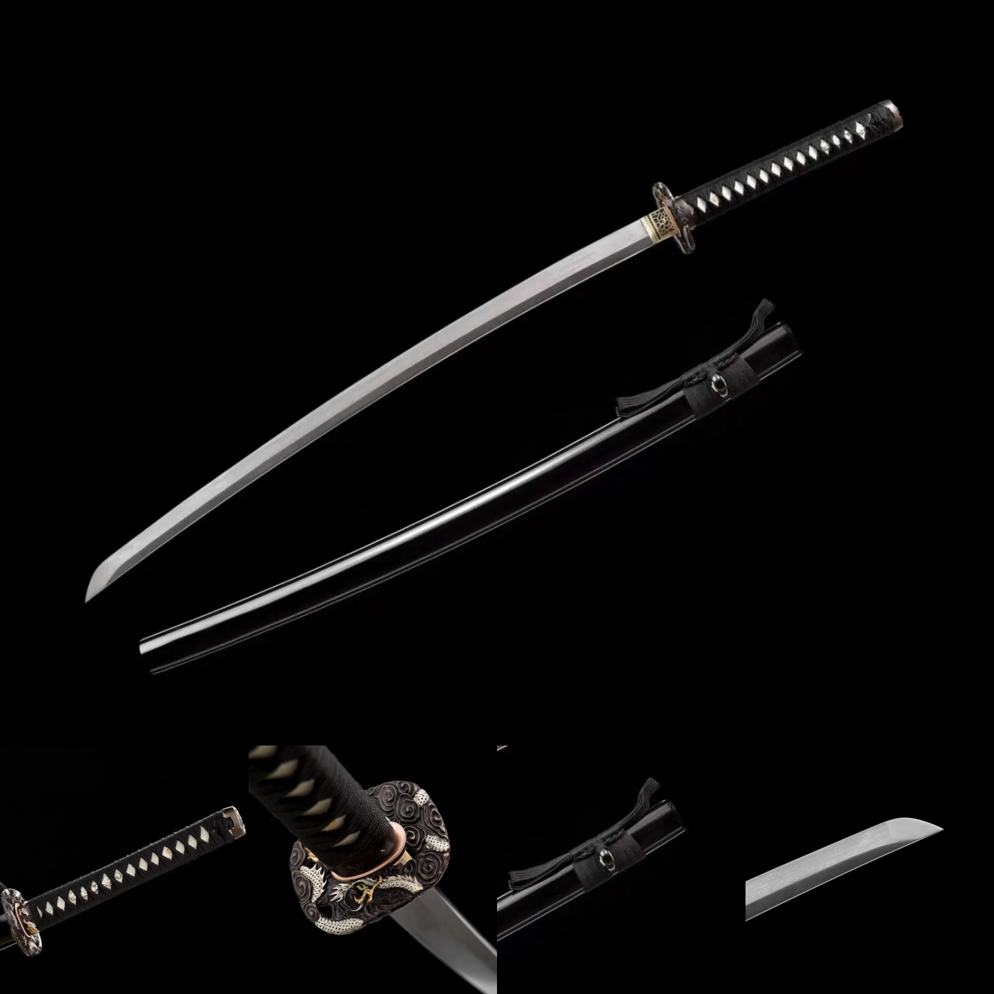 Katana | copper gilded glided silver Accessories | hand forged hand sharpened  | Damascus | Full-tang high performance| Battle-ready razor sharp - Spartan Blades Club - 陳氏劍莊1892