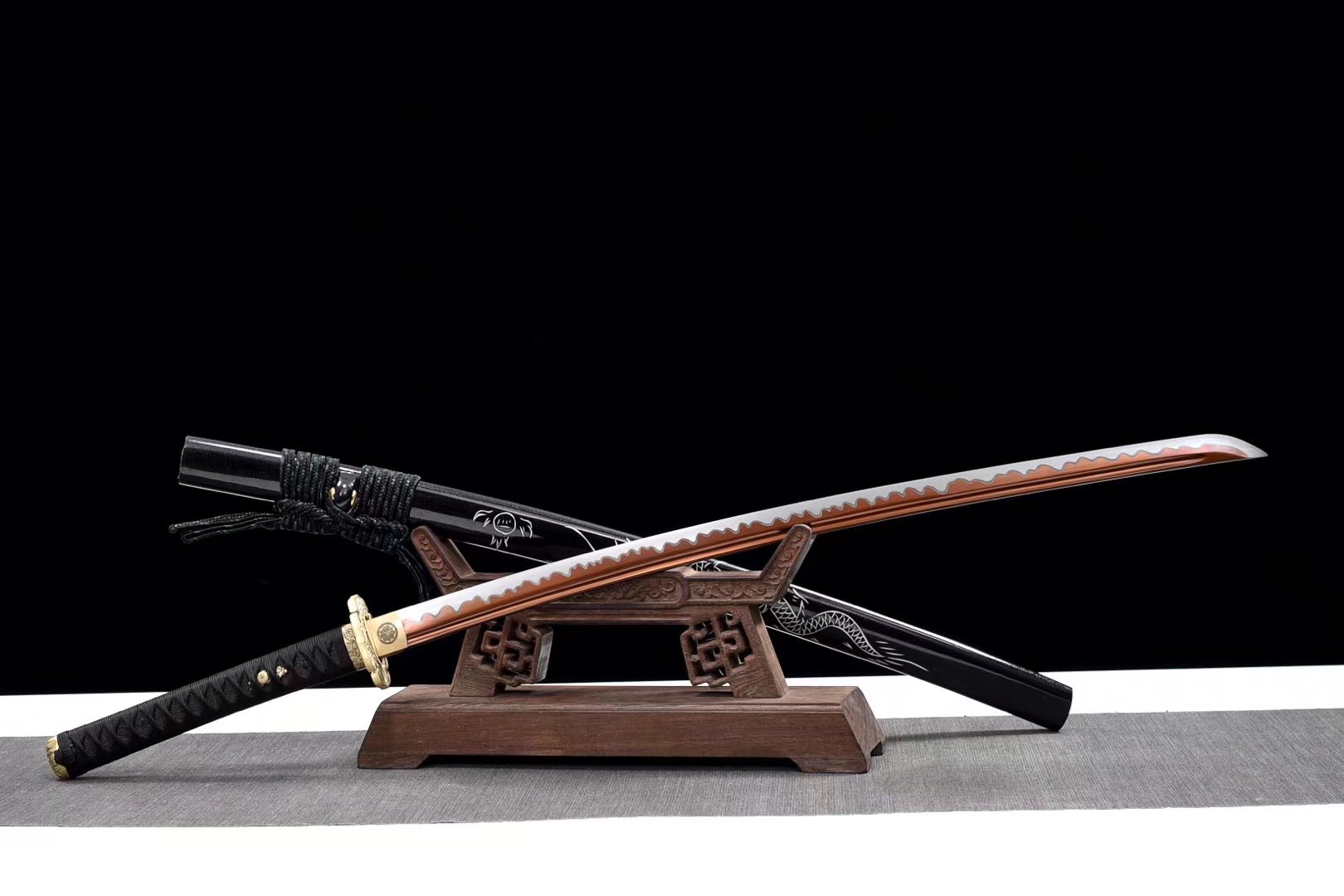 Katana | High manganese steel | Hand forged | Copper Accessories | Wooden Lacquer Sheath | Ray-skin Handle | High performance | Battle-ready |  Full-tang - Spartan Blades Club - 陳氏劍莊1892