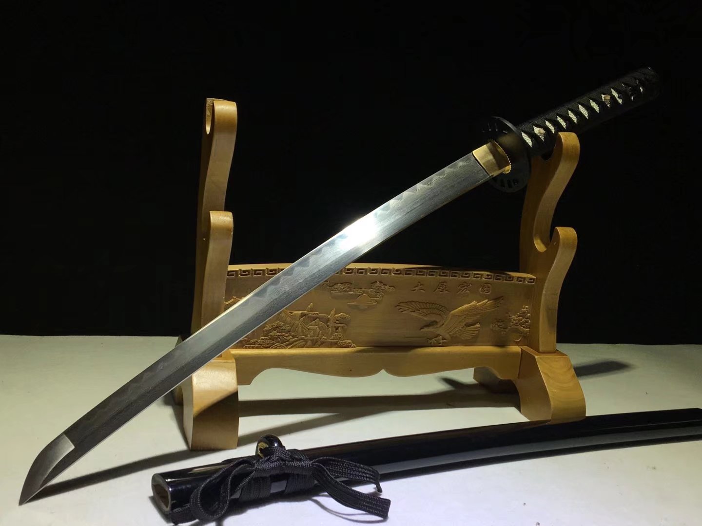 Katana |  Damascus Clay tempered | Zinc Alloy Accessories |  Real hamon | Lacquer Sheath | Battle-ready | Razor sharp | Full-tang | High performance - Spartan Blades Club - 陳氏劍莊1892