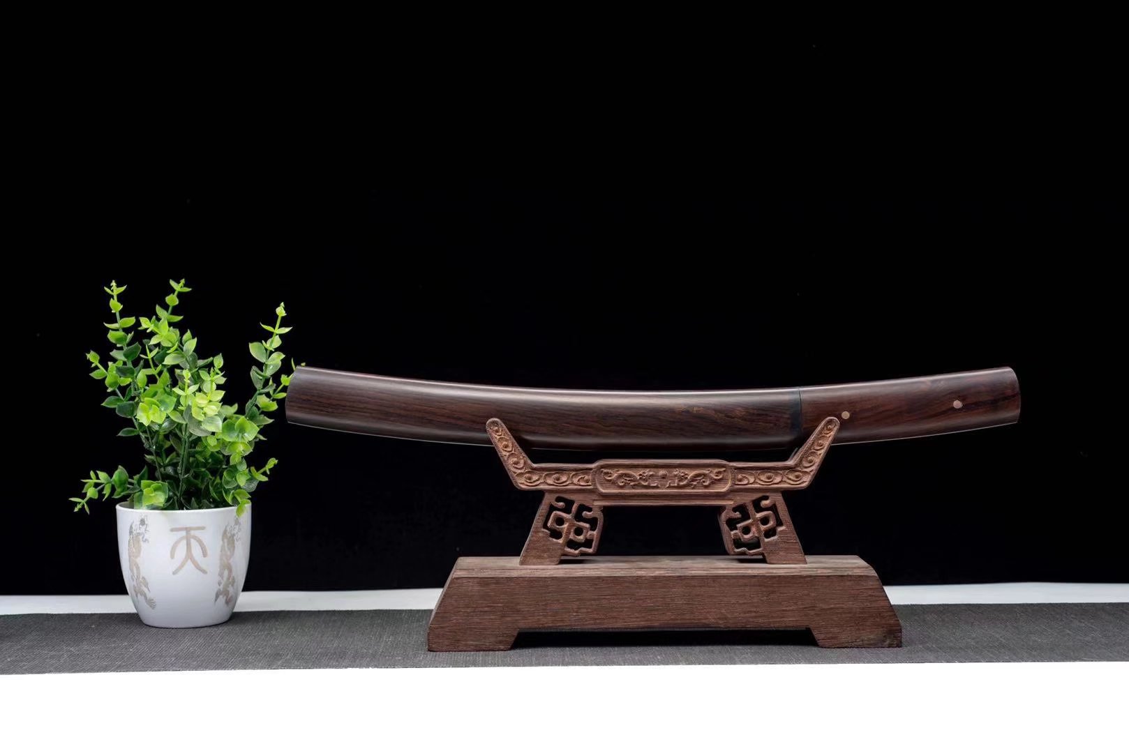 Tanto | Damascus Clay tempered | Ebony Sheath | Ebony Handle | Copper Accessories | Hand forged sharpened | High performance | Razor sharp | Battle-ready | Full-tang - Spartan Blades Club - 陳氏劍莊1892