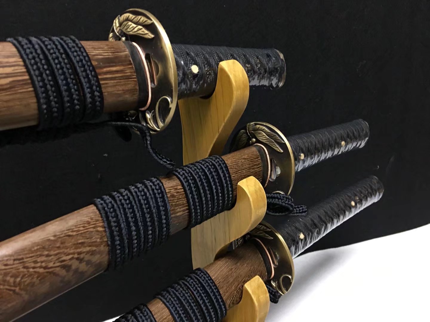 Daisho Set  | Damascus Steel  Clay-tempered Real Hamon |Brass Accessories Dragonfly motifs| | Ebony Sheath | High performance | Battle-ready | Full-tang - Spartan Blades Club - 陳氏劍莊1892