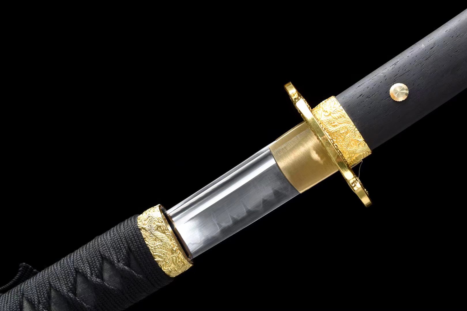 Tachi | T10 Steel Clay Tempered |  Real hamon | Ebony Sheath | Ebony Handle | Copper Accessories | High performance | Razor sharp | Battle-ready | Full-tang - Spartan Blades Club - 陳氏劍莊1892