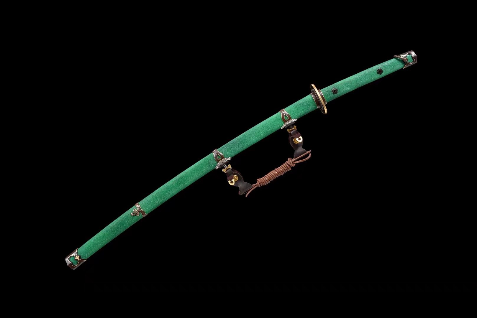 Tachi | Damascus Clay Tempered | Hand forged sharpened | Ray-skin Sheath | Ray-skin Handle | Copper Gilded Glided silve Accessories | High performance | Razor sharp | Battle-ready | Full-tang - Spartan Blades Club - 陳氏劍莊1892