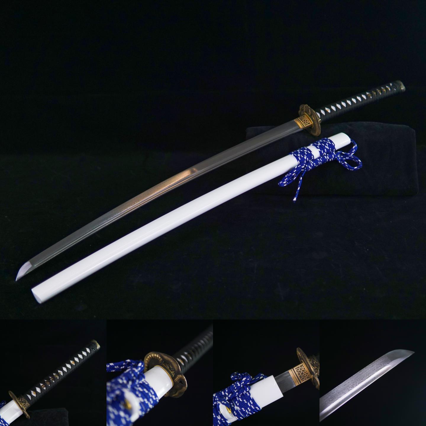 TK07 White Crane's Wing - Handcrafted Damascus Steel Samurai Sword with Copper Fittings Katana - Spartan Blades Club - 陳氏劍莊1892