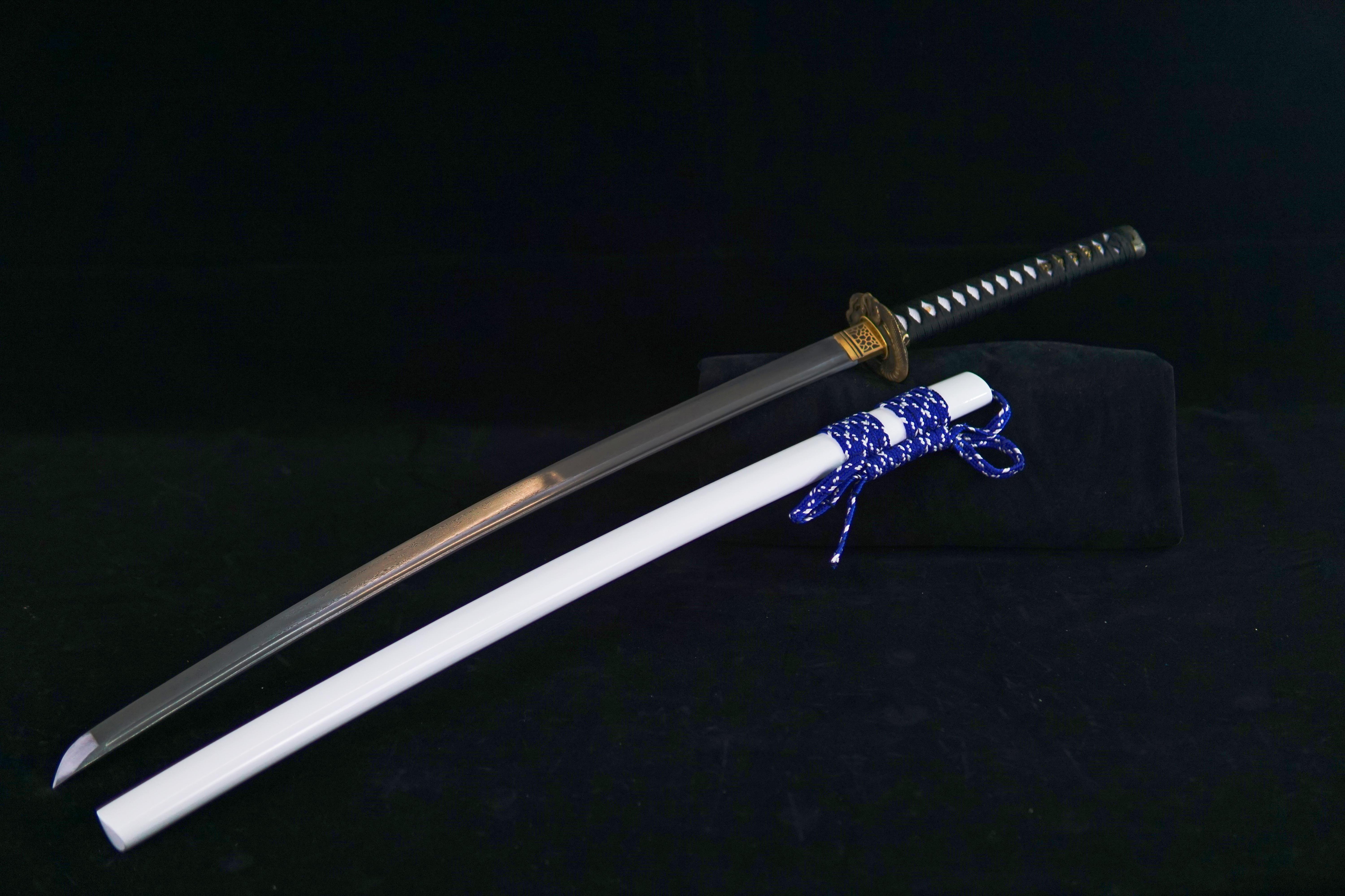 TK07 White Crane's Wing - Handcrafted Damascus Steel Samurai Sword with Copper Fittings Katana - Spartan Blades Club - 陳氏劍莊1892