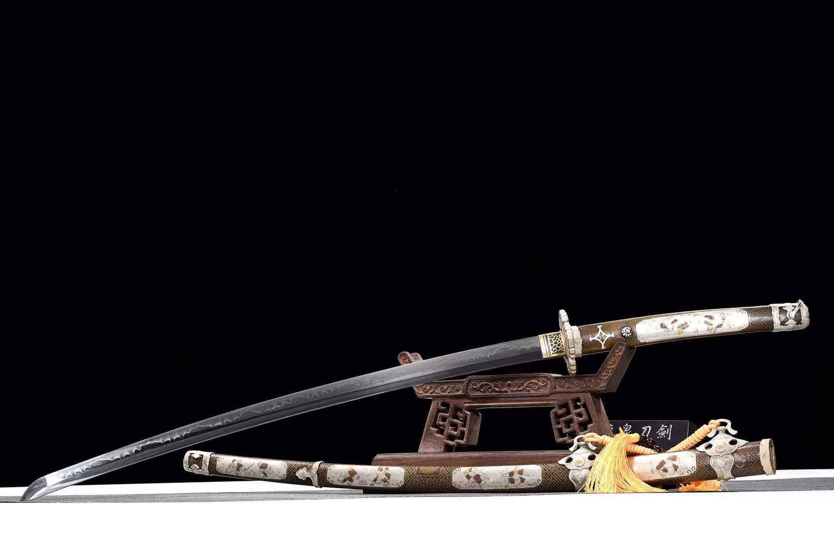 冷たい炎の剣 COLDEN FLAME Tachi Samurai Katana Sword Clay Tempered True Hamon Full-Tang - Spartan Blades Club - 陳氏劍莊1892