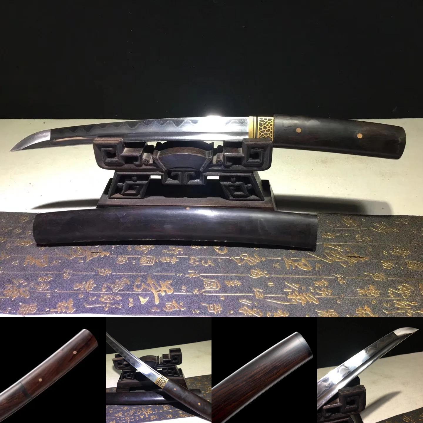 Tanto | Damascus Clay tempered | Ebony Sheath | Ebony Handle | Copper Accessories | Hand forged sharpened | High performance | Razor sharp | Battle-ready | Full-tang - Spartan Blades Club - 陳氏劍莊1892