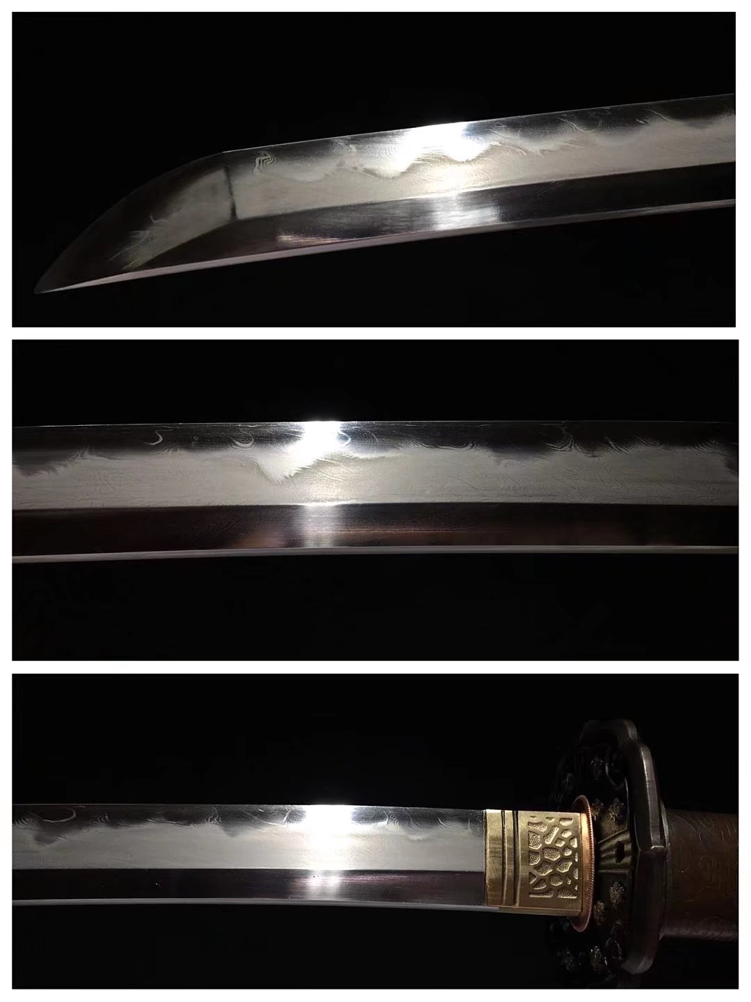 Tachi | Damascus Steel Clay-tempered | Horse | Copper Gilded Glided silver Sheath Accessories Handle | Real Hamon | High performance | Battle-ready | Full-tang - Spartan Blades Club - 陳氏劍莊1892